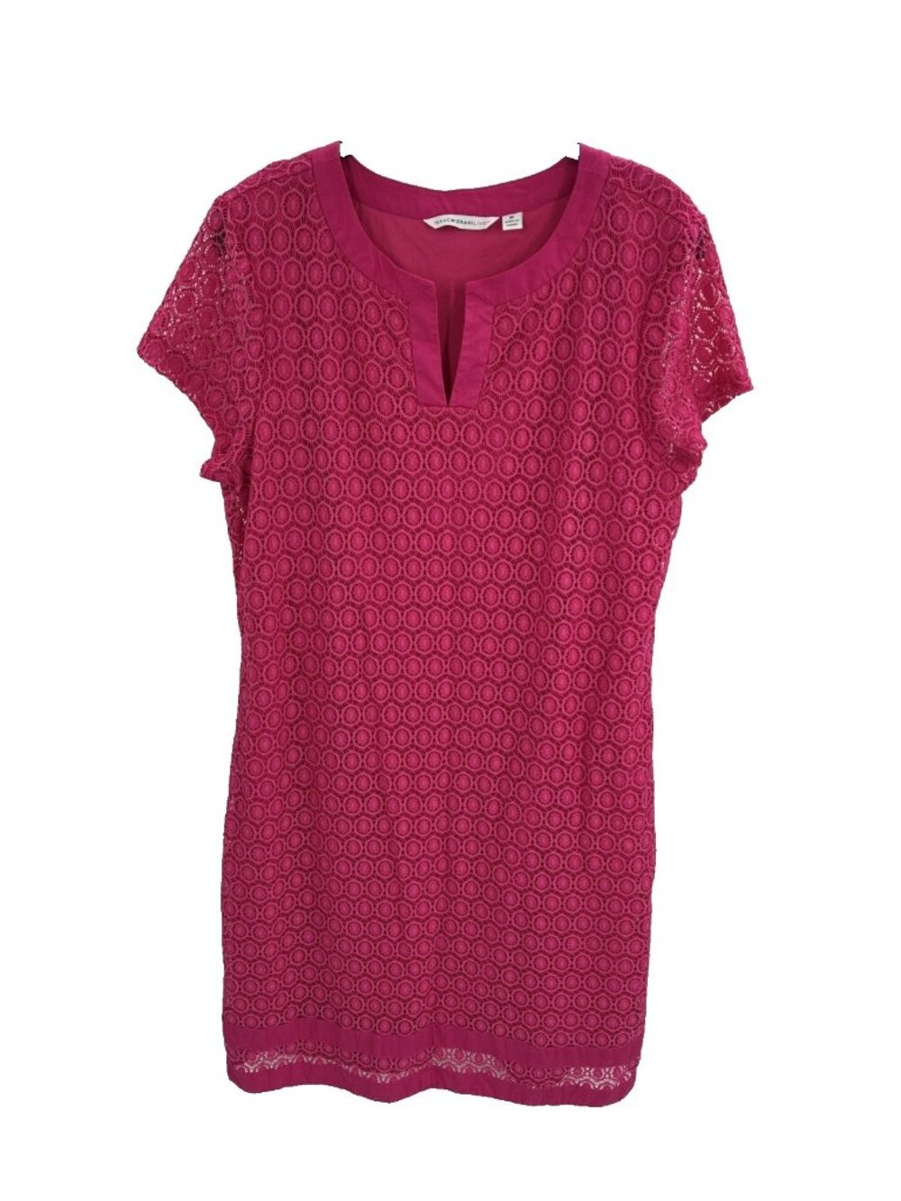 Isaac Mizrahi Live Womens Lace Dress Pink Short Sleeve Sheath Knee Length Size M
